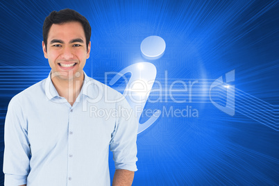 Composite image of smiling casual man standing