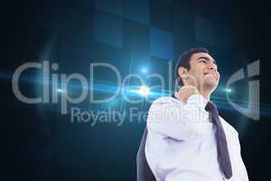 Composite image of smiling businessman standing