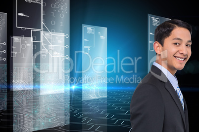 Composite image of smiling asian businessman