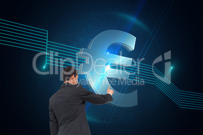 Composite image of asian businessman pointing