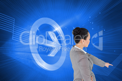 Composite image of asian businesswoman pointing