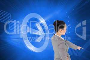 Composite image of asian businesswoman pointing