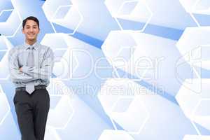 Composite image of smiling asian businessman