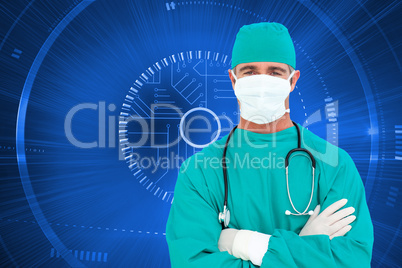 Composite image of portrait of an ambitious surgeon