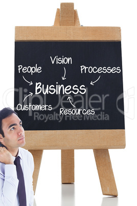 Composite image of unsmiling businessman standing