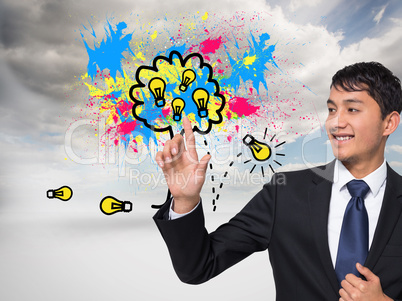 Composite image of smiling businessman touching