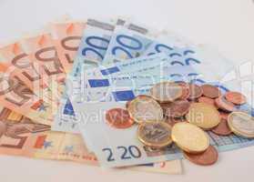 Euros coins and notes