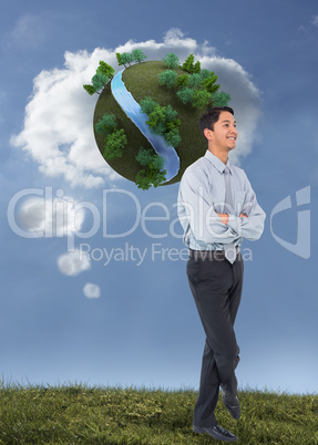 Composite image of smiling asian businessman