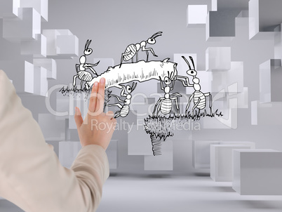 Composite image of businesswoman touching