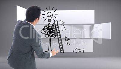 Composite image of businessman catching