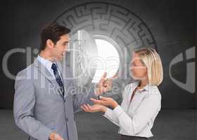 Composite image of business people meet each other