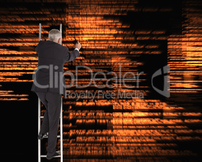 Composite image of mature businessman climbing career ladder