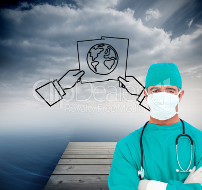 Composite image of portrait of an ambitious surgeon