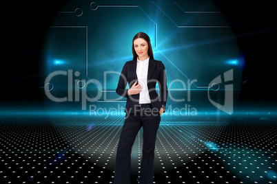 Composite image of portrait of a confident businesswoman standin