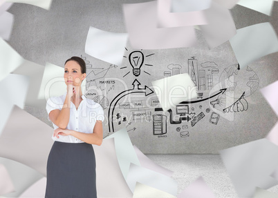 Composite image of pensive elegant businesswoman posing