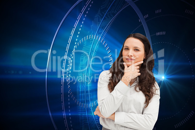 Composite image of portrait of a businesswoman posing