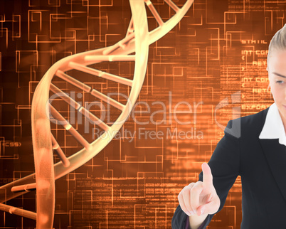 Composite image of businesswoman pointing somewhere Composite image of businesswoman pointing somewhere