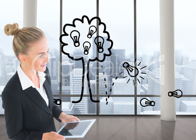 Composite image of businesswoman holding new tablet Composite image of businesswoman holding new tablet