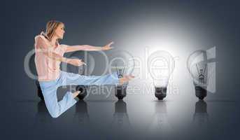 Composite image of woman doing dance pose