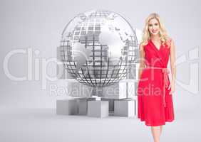 Composite image of smiling blonde walking