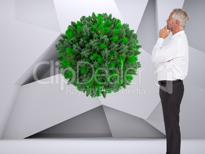 Composite image of thoughtful businessman posing