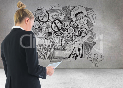 Composite image of businesswoman holding tablet Composite image of businesswoman holding tablet