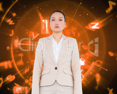 Composite image of unsmiling asian businesswoman