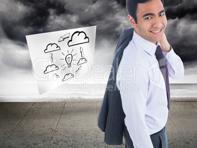 Composite image of smiling businessman standing