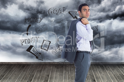 Composite image of unsmiling businessman standing