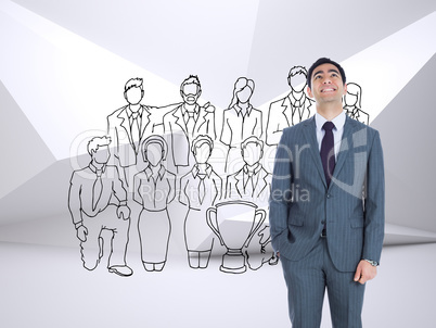 Composite image of smiling businessman standing