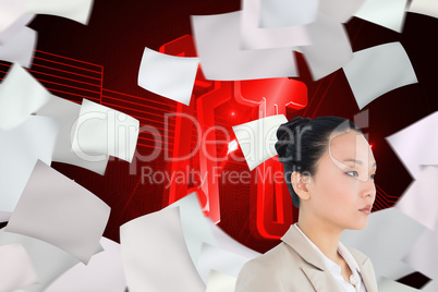 Composite image of unsmiling asian businesswoman