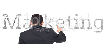 Composite image of asian businessman pointing