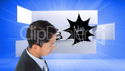 Composite image of serious asian businessman