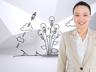 Composite image of smiling asian businesswoman