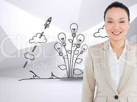 Composite image of smiling asian businesswoman