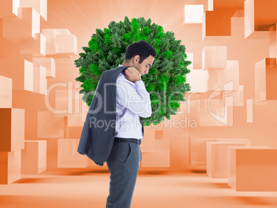 Composite image of unsmiling businessman standing