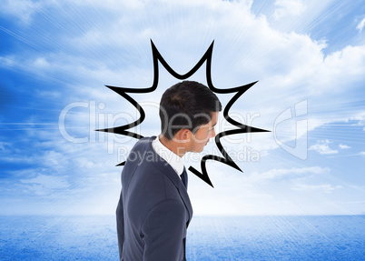 Composite image of unsmiling casual businessman walking