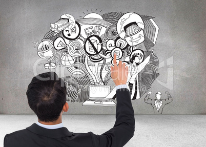 Composite image of asian businessman pointing Composite image of asian businessman pointing