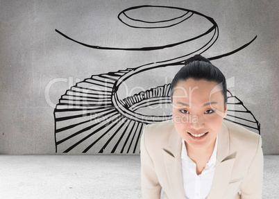 Composite image of smiling asian businesswoman