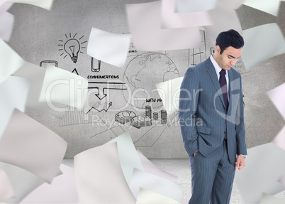 Composite image of unsmiling businessman standing