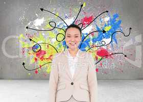 Composite image of smiling asian businesswoman