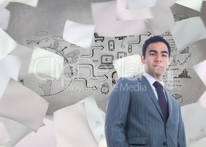 Composite image of unsmiling businessman standing