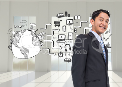 Composite image of smiling asian businessman