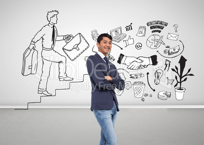 Composite image of smiling casual businessman with arms crossed