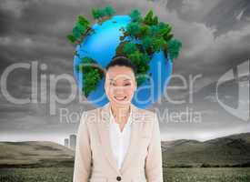 Composite image of smiling asian businesswoman