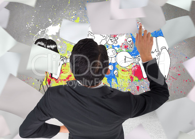 Composite image of asian businessman pointing