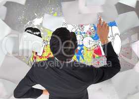 Composite image of asian businessman pointing