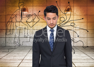 Composite image of serious asian businessman