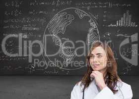 Composite image of thoughtful doctor looking away