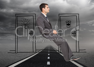 Composite image of classy young businessman sitting